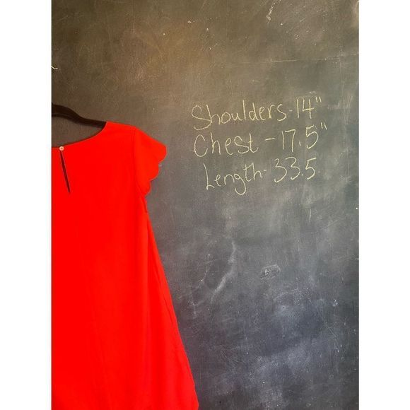 Pretty Red Dress With Scalloped Hems Size Medium - Picture 6 of 8